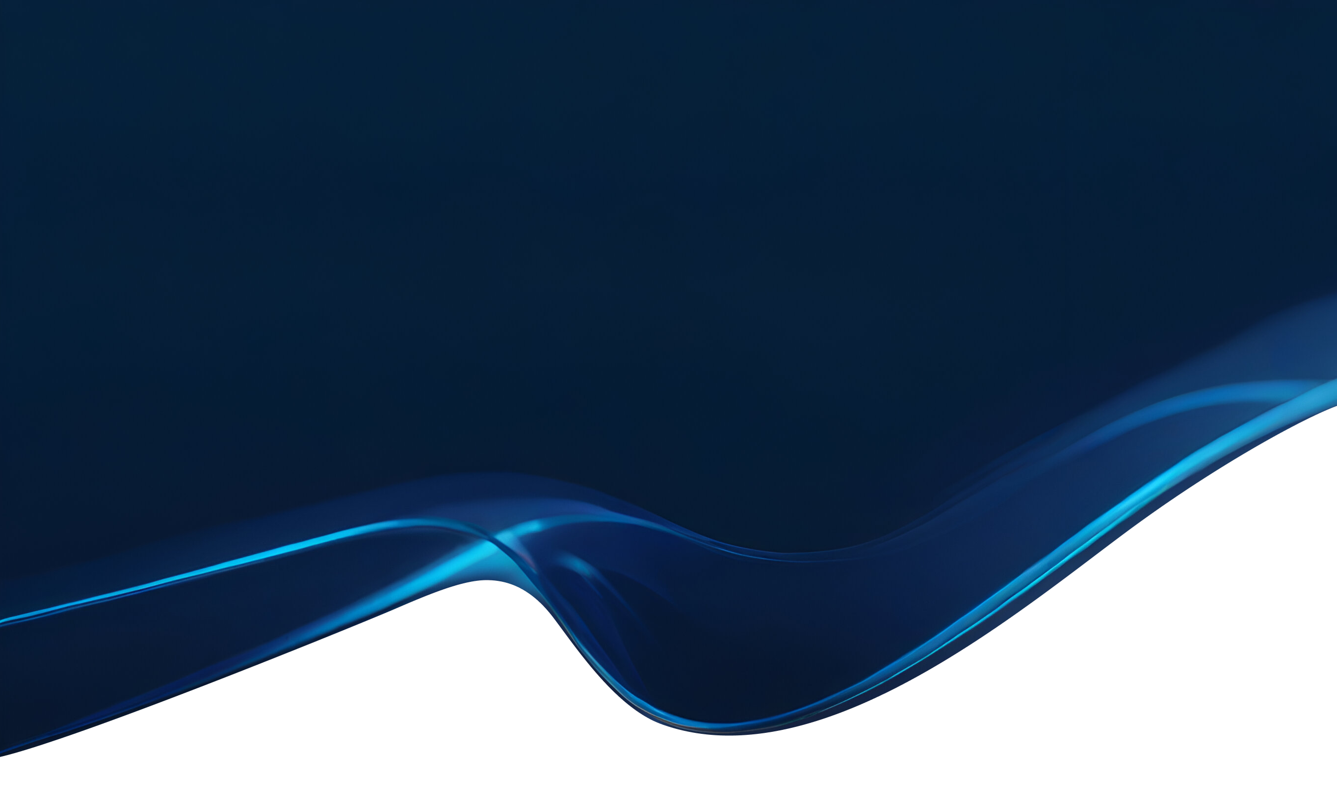 A smooth wave of light blue curves against a deep navy blue background, creating a soft gradient effect. The bottom edge features a gentle transition from blue to white, suggesting a flowing, ethereal quality.